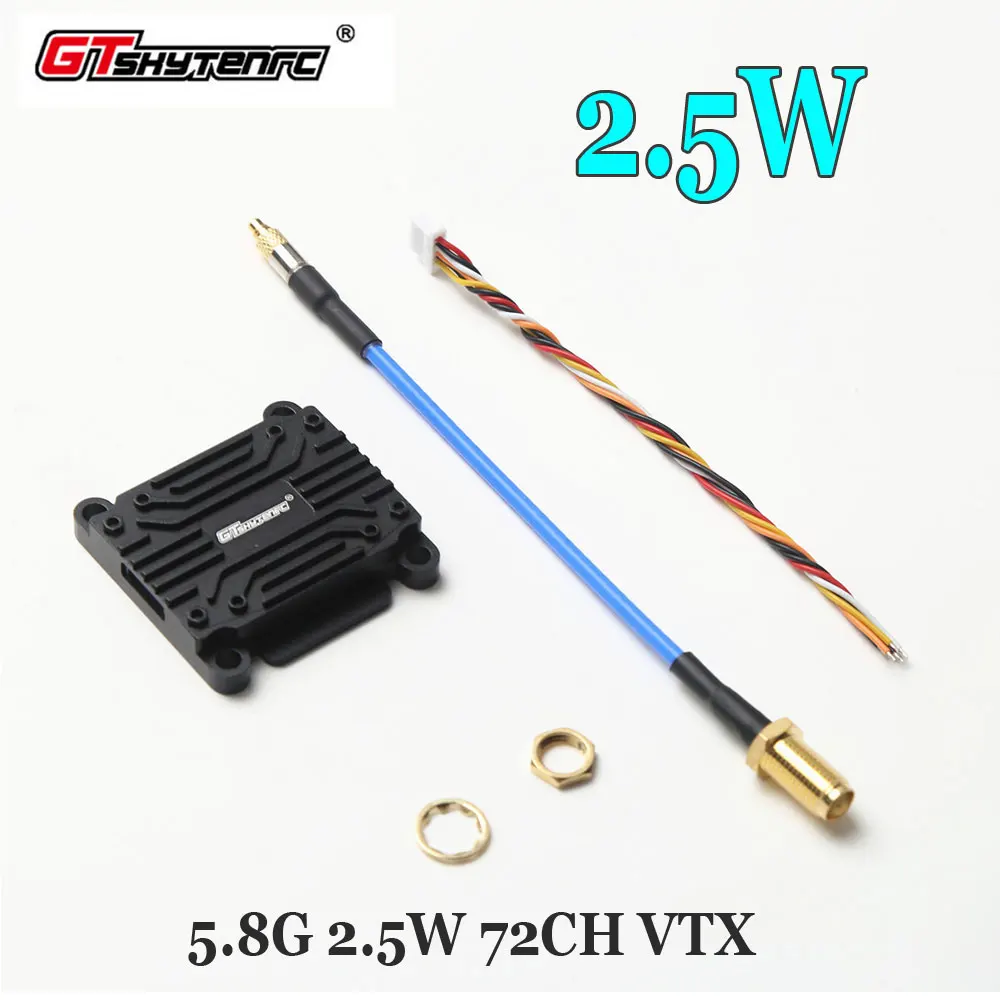 

GTSKYTENRC Tracker 5.8G 2.5W 72CH VTX MMCX PIT/25mW/400mW/800mW/1500mW/2500mW FPV Transmitter for RC Drone Long Range Airplane