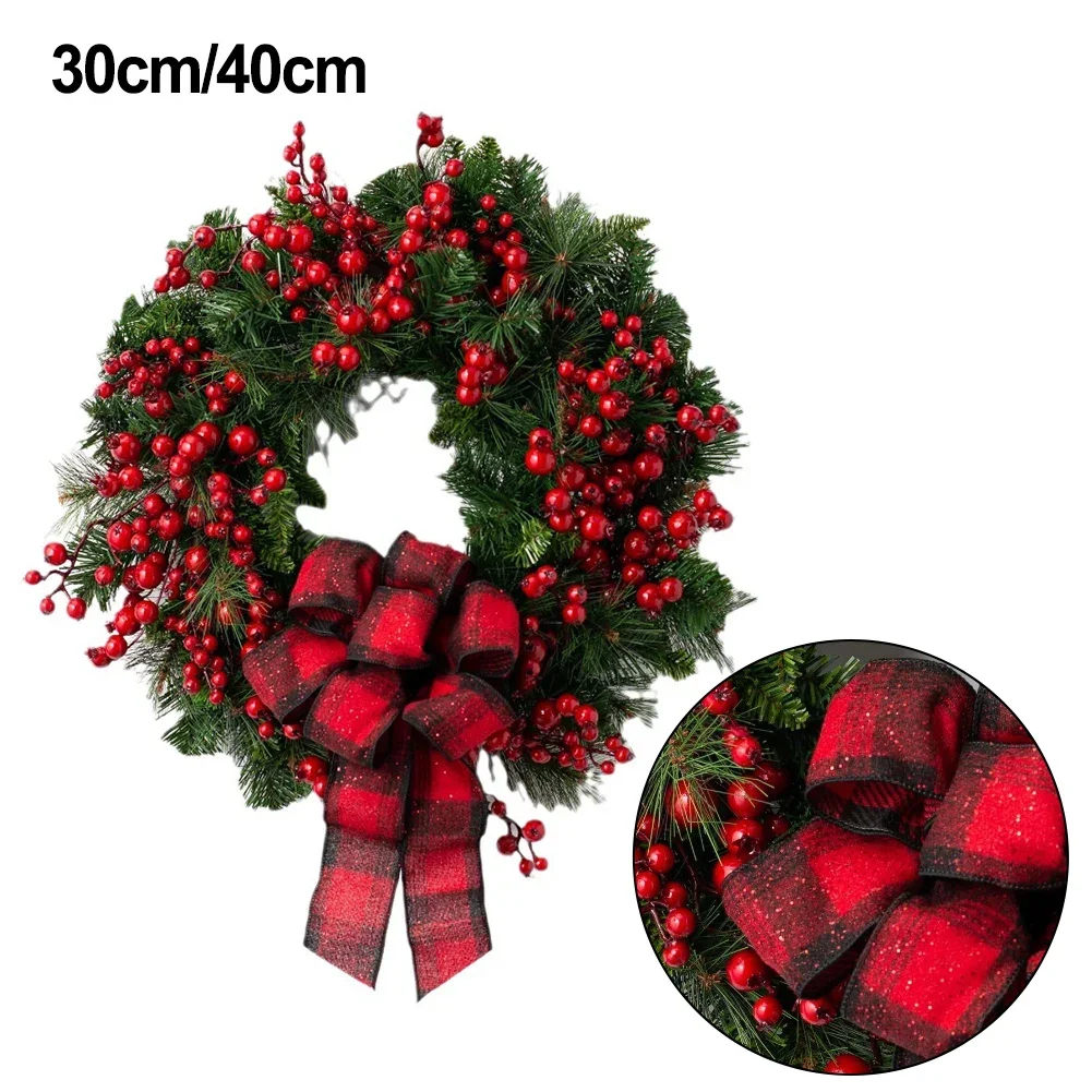 Artificial Red Holly Berry Christmas Wreath - Perfect For Holiday Door Decor Christmas Red Berry Wreath For Front Door Outside
