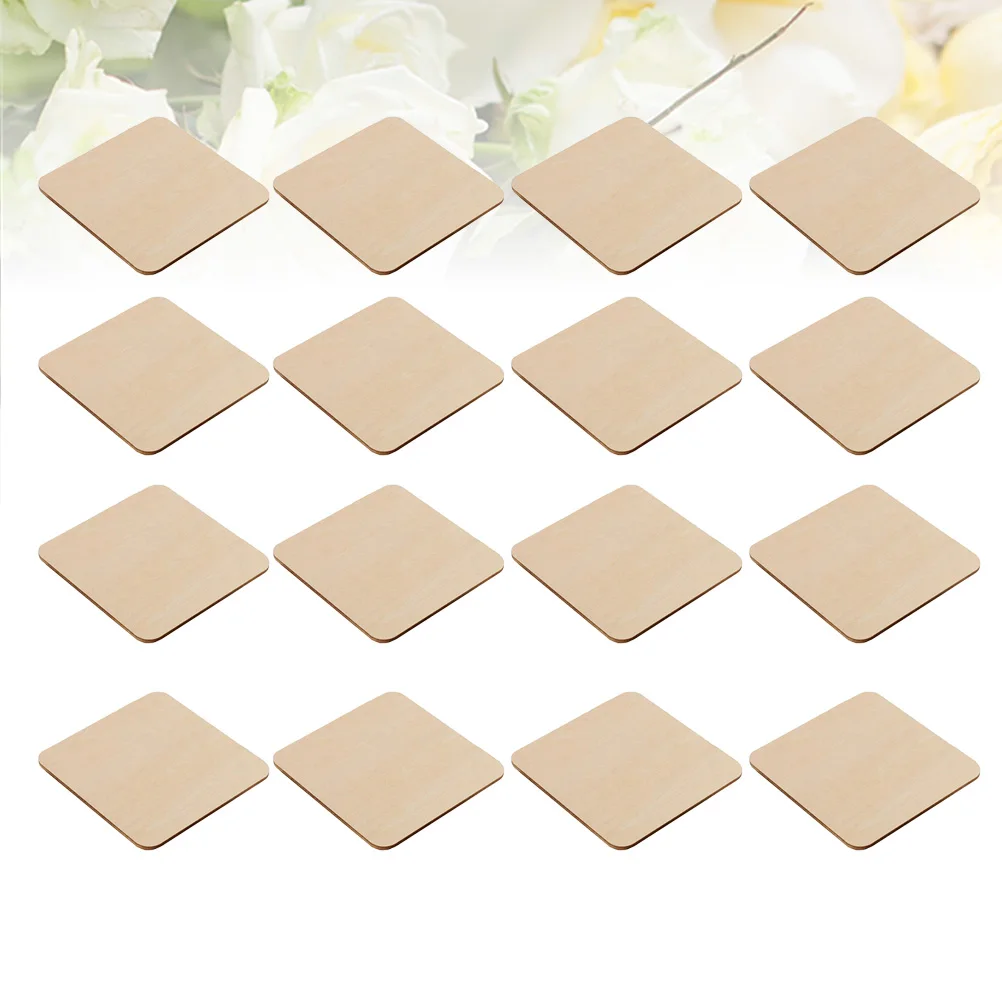 

50pcs Children Hand Painted Wood Chips Square Wood Slices Unfinished Ornaments DIY Craft Projects Sewing Supplies