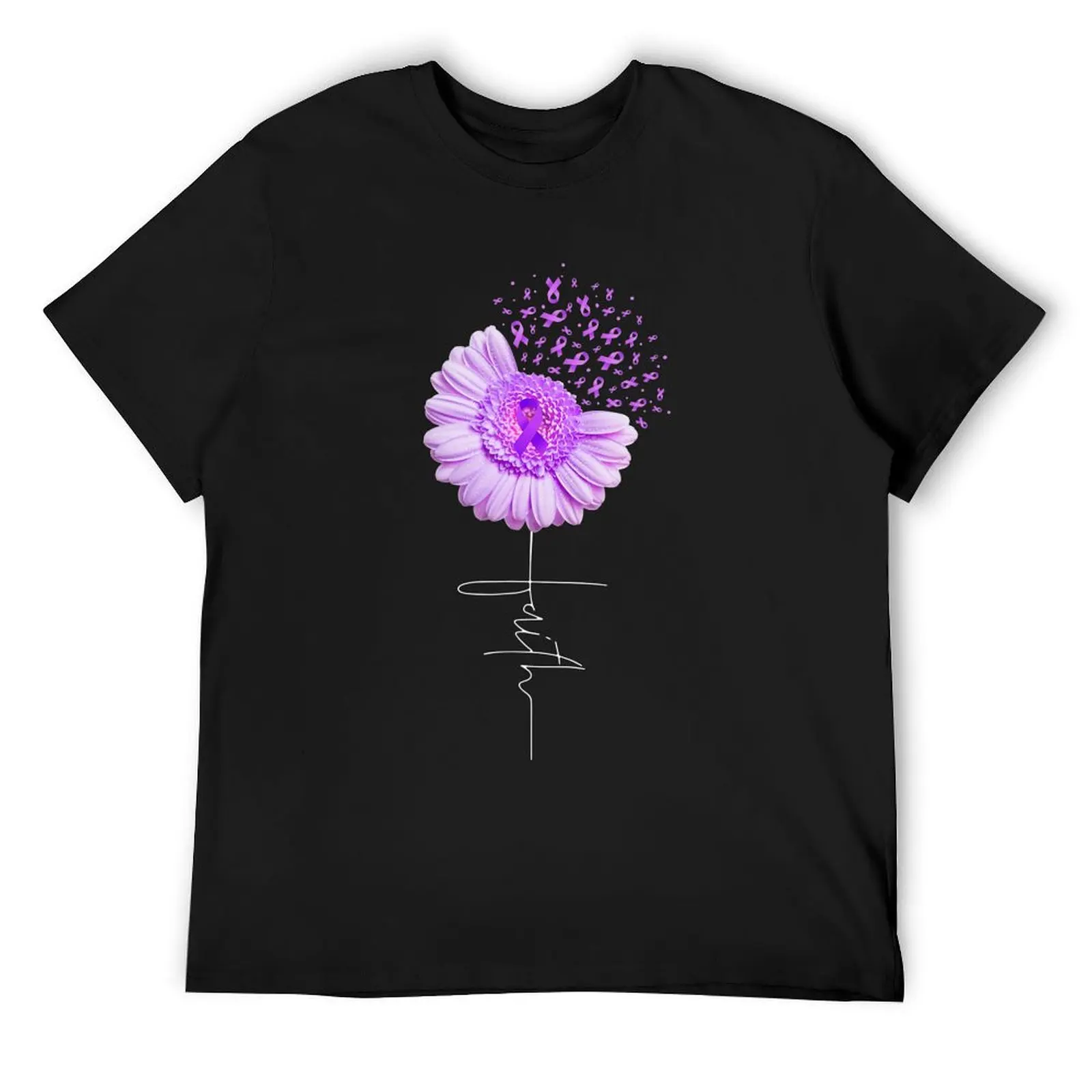 Faith - Alzheimer's Awareness Cross Christian Daisy Flower T-Shirt anime figures custom shirt black t-shirts for men