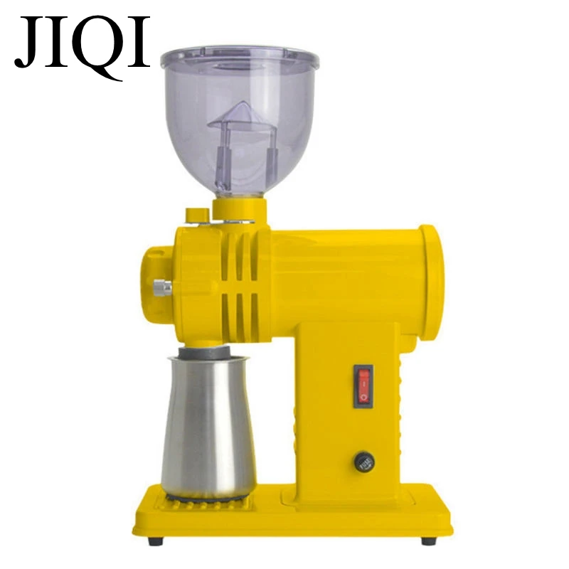 JIQI Electric Coffee grinder 10 File Adjustable Detachable Coffee Mill Stainless Steel sieve Flat Wheel Bean Grinding machine EU