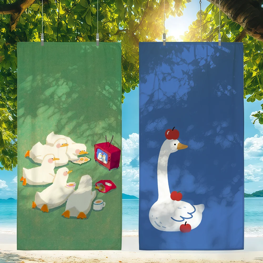Cartoon Funny Big Goose Towel For Swim Yoga Gym Quick Drying Soft and skin-friendly Beach Towels All-Season