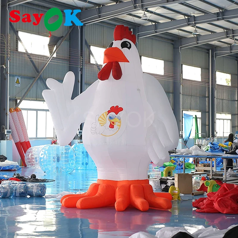 Sayok 4m Inflatable Cock Rooster Model Advertising Chicken with Air Blower for Commercial Advertising Event Activity Decorations