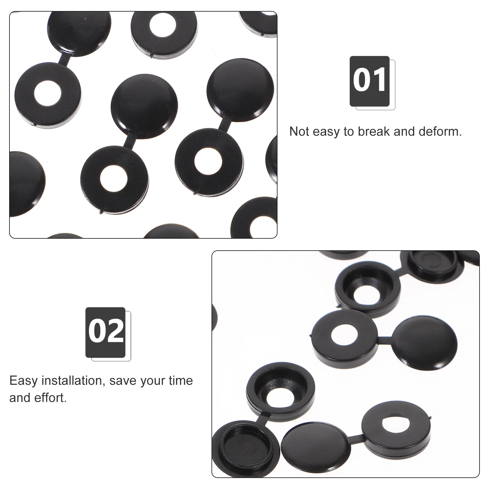 100pcs Caps Hinged Screw Cover Caps Black Plastic Decorative Screw Covers For Furniture Waterproof Uv Resistant