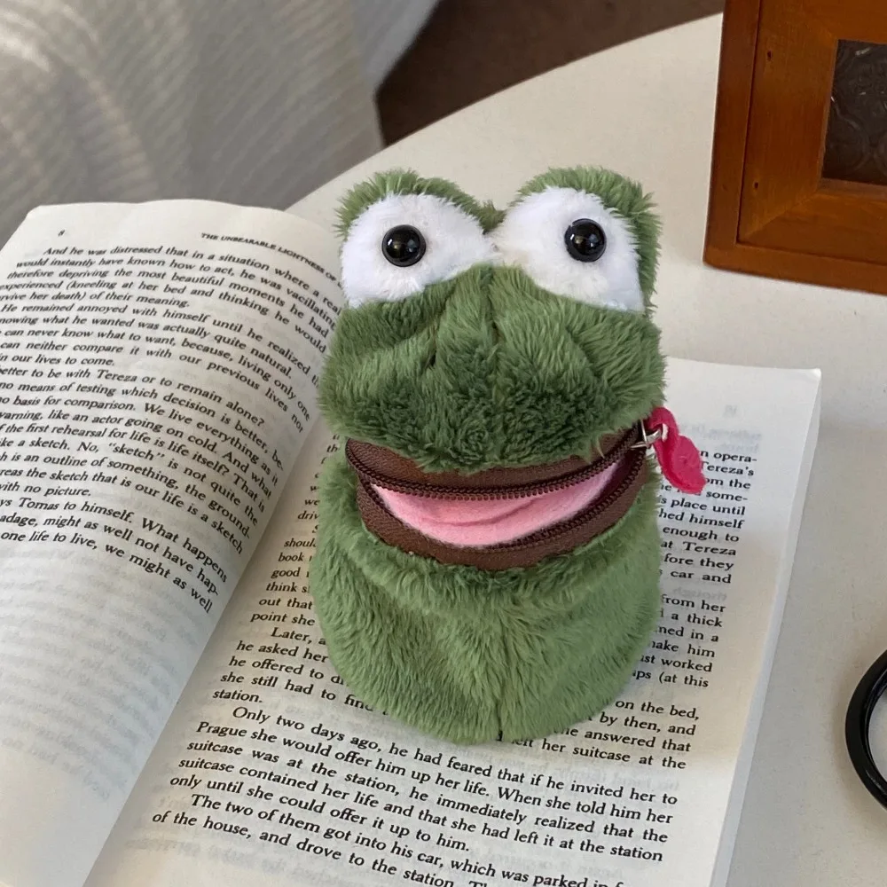 

Zipper Creative Open Mouth Frog Coin Purse Wallet Furry Funny Frog Plush Money Bag Mini Cute Frog Earphone Bag Gifts