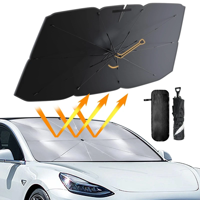 LEIBOO Car Sunshade Windshield Umbrella Car Front Sun Shade Parasol Foldable Protection Car Seat Heat Insulation Car Accessories