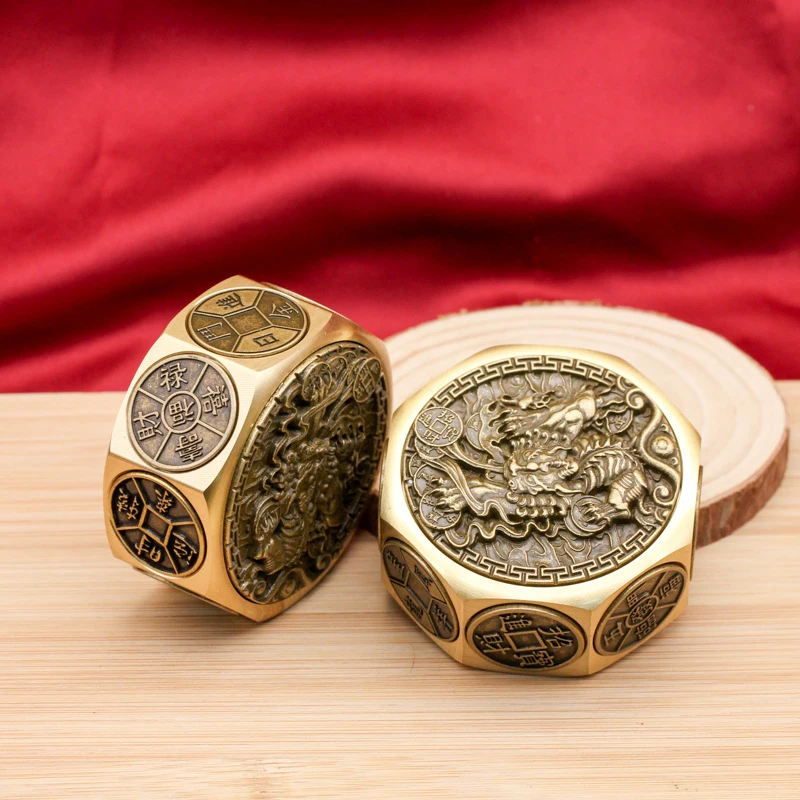 Brass fortune spinner, round eight-sided spinner, stress-relief money-making ornament, brings good fortune and wealth, hand-held