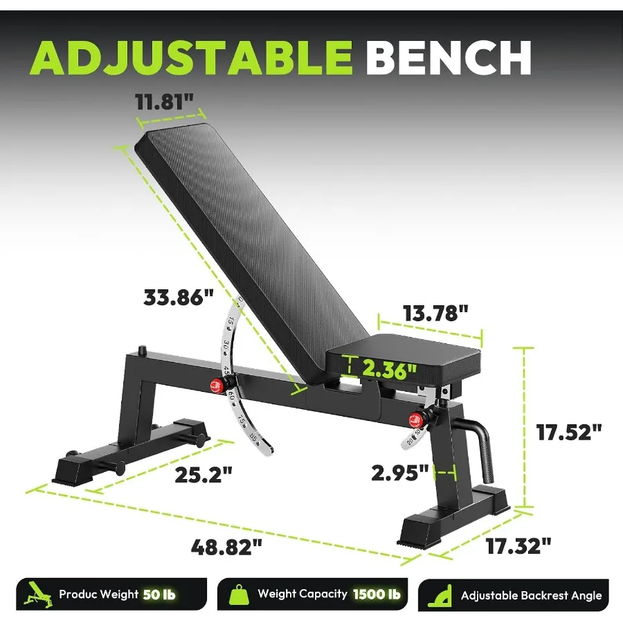 Adjustable Weight Bench, Incline Workout Bench, Home Gym
