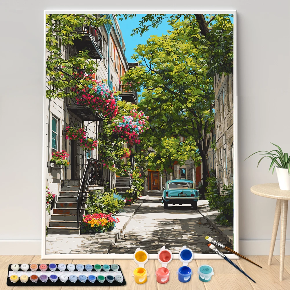Painting By Numbers Under The Trees in Summer Landscape Scenery Picture By Numbers For Home Decors Handpainted Diy Gift