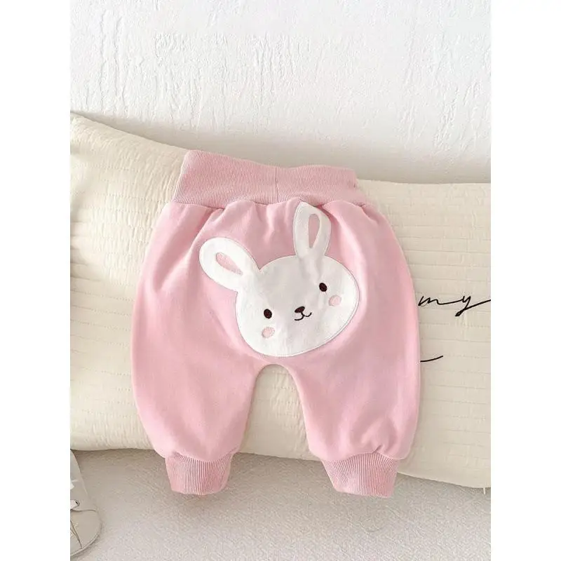 Pantalon PP taille haute pour bébé, grande taille, Design lapin, pantalons longs pour enfants, garçons et filles, pantalons de Protection lapin mignon, printemps-automne
