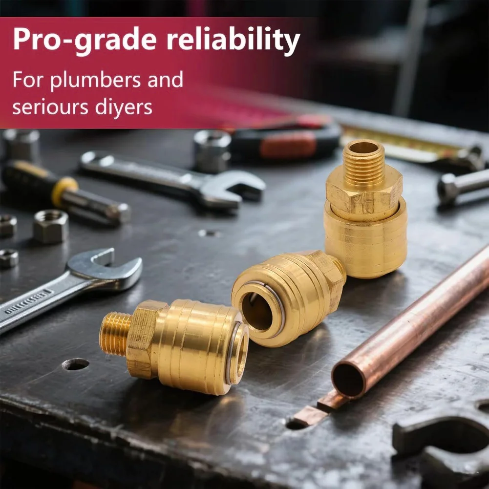 2pcs Quick Connect Brass Air Coupling with 14 Inch Male For BSP Thread Leak for proof Design for Compressed Air Tools