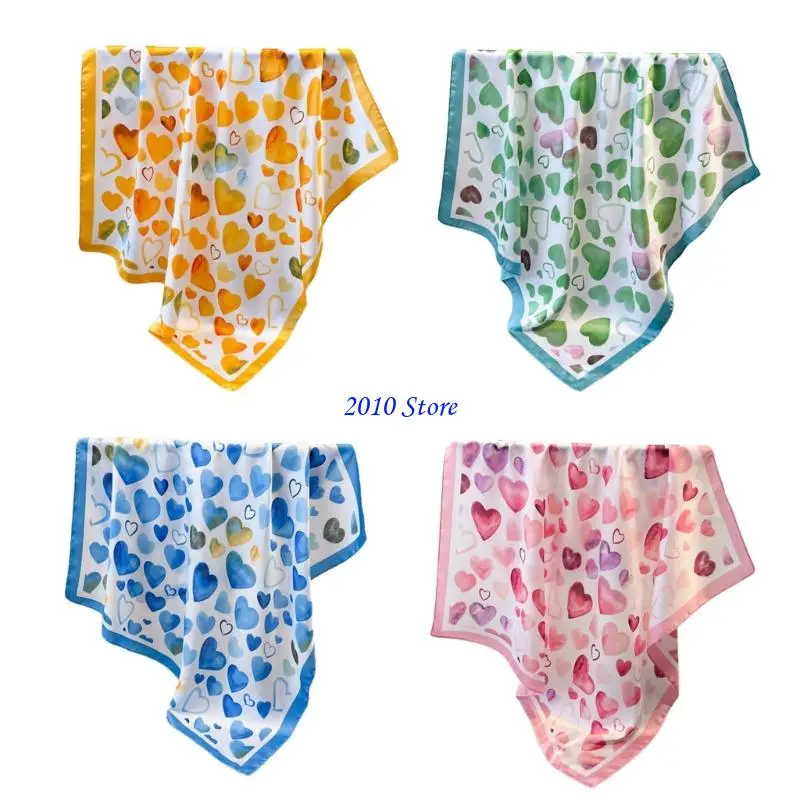 F3MF Foulard ฮิญาบผ้าพันคอคอหัวใจพิมพ์ผ้าเช็ดหน้าใช้ขนาดใหญ่สำหรับเดินทางกลางแจ้งและกีฬาชุดลำลอง