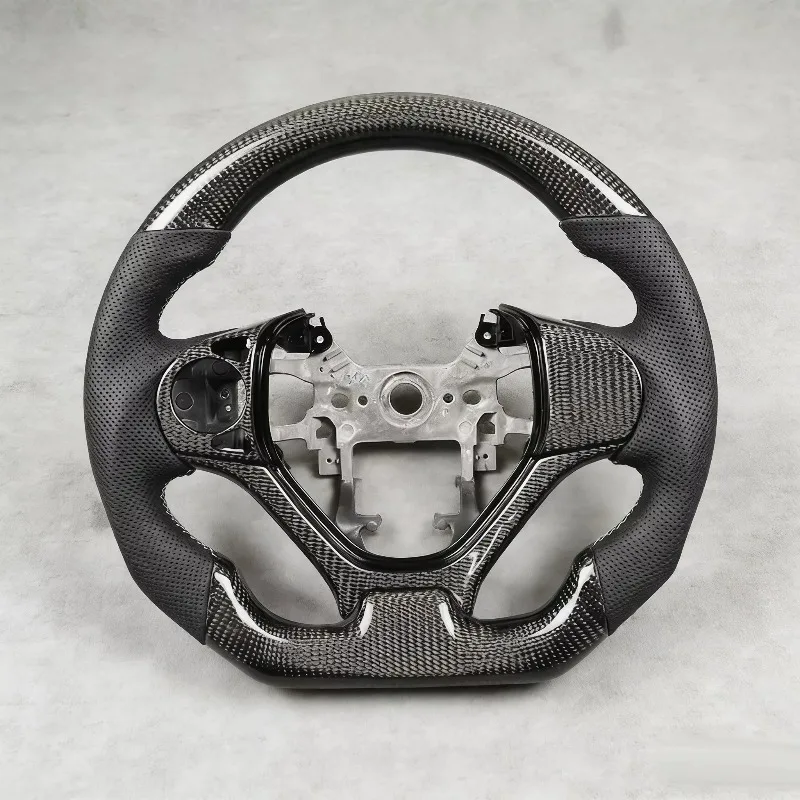 Best-Selling Carbon Fiber Steering Wheel for 2012 Honda Civic Si Coupe Perforated Leather Wear-Resistant Leather D-shaped Design