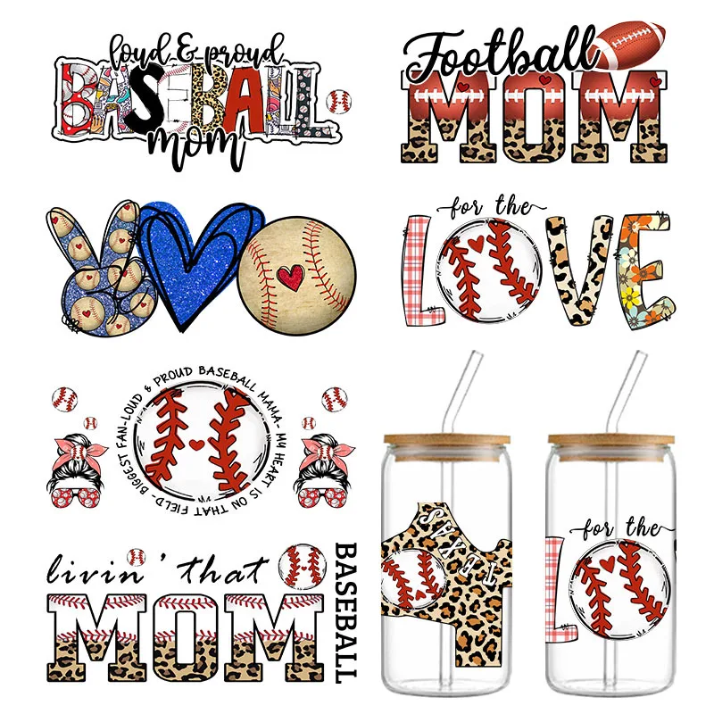 

Rugby color sports theme transfer stickers Crystal label factory direct 16oz Cup stickers