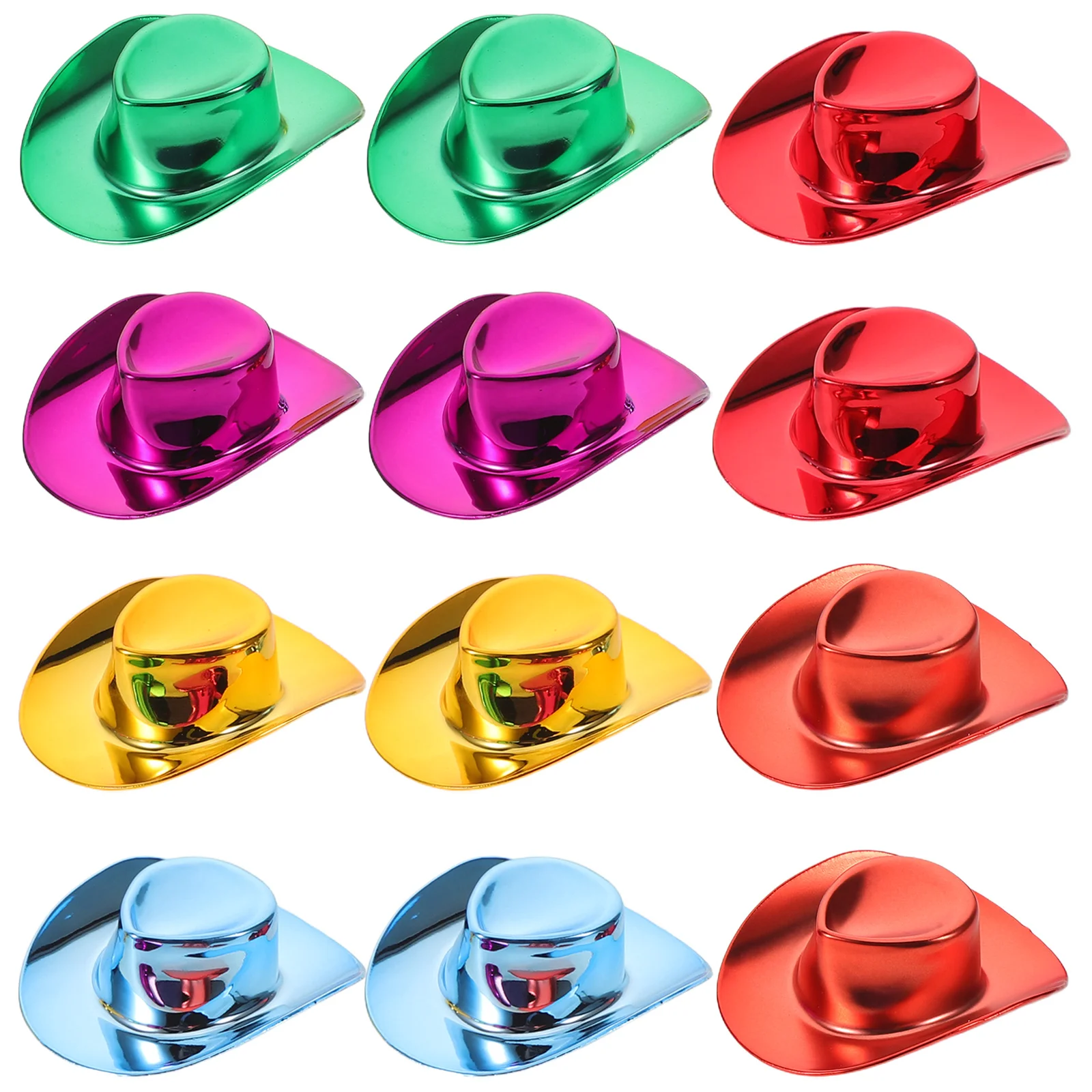 

12pcs Mini Cowboy Hats For Sparkly Glitter Cowgirl Caps Playtime Accessories Western Party Decor Cake Toppers Decorations