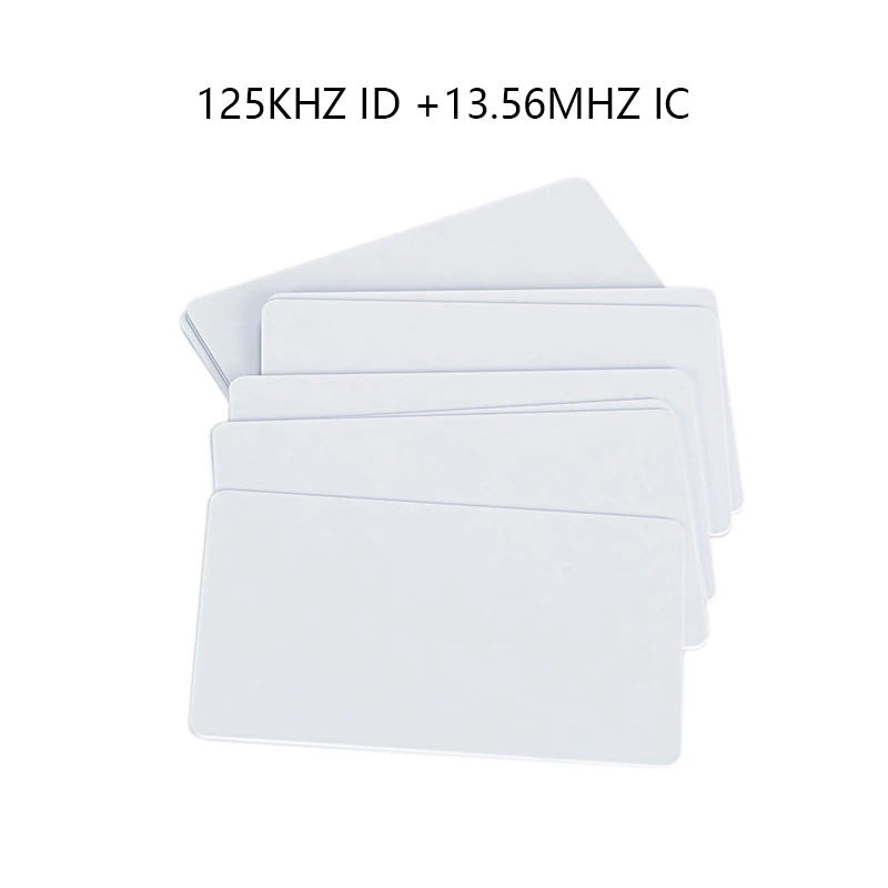 ชิปคู่ IC + ID ชิป RFID การ์ด, Access Control สมาร์ทการ์ด, 1K 13.56mhz IC + 125KHZ TK4100, 100 ชิ้น