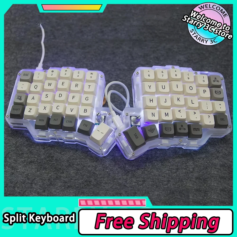 Split Mechanical Keyboard Kit 58 Keys With Knob Customize Hotswap PC Positioning Board Gasket Support VIAL PC Gamer Accessories