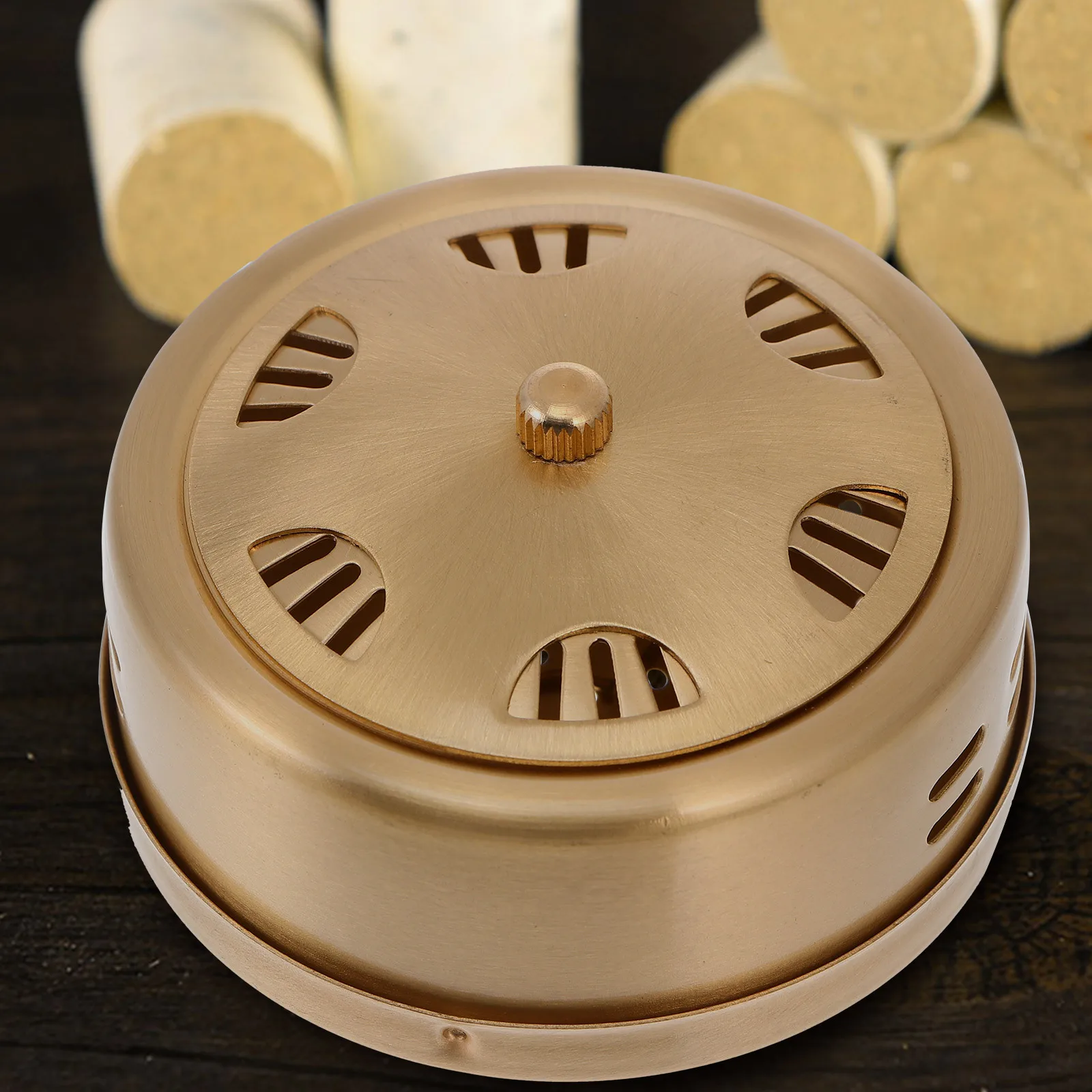 1 قطعة صندوق الكى المحمول الذهبي النحاس سميكة تصميم مكافحة تحرق Moxa الموقد الحال بالنسبة للمنزل تدليك العلاج أداة الصحة