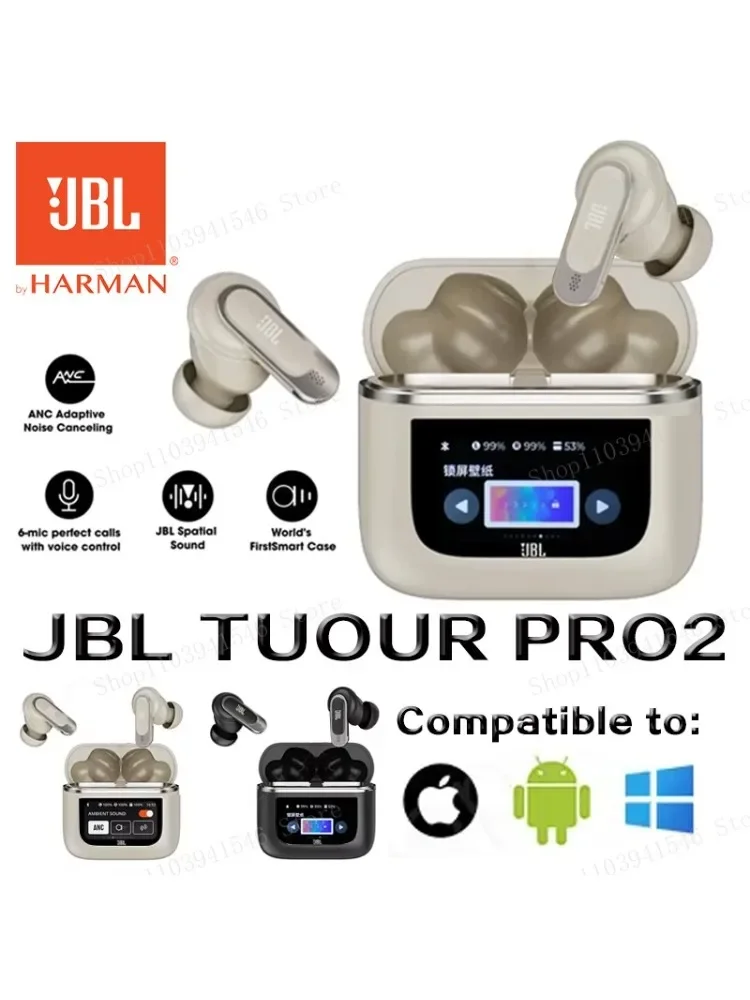Originele JBL Tour PRO 2 True Wireless Bluetooth Oordopjes Stereo Earbuds sport Hoofdtelefoon met Smart LCD Scherm HK versie - afbeelding 2