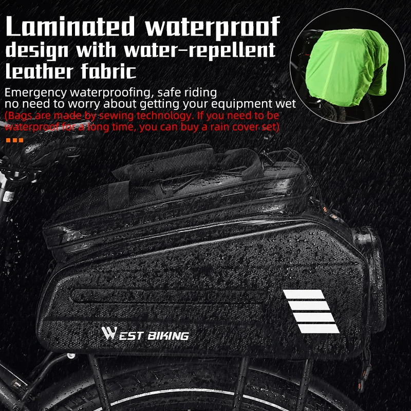 WEST BIKING MUltifunction Bike Bag 20L Large Capacity Bicycle Pannier Waterproof E-Bike Battery Bag MTB Road Bike Accessories