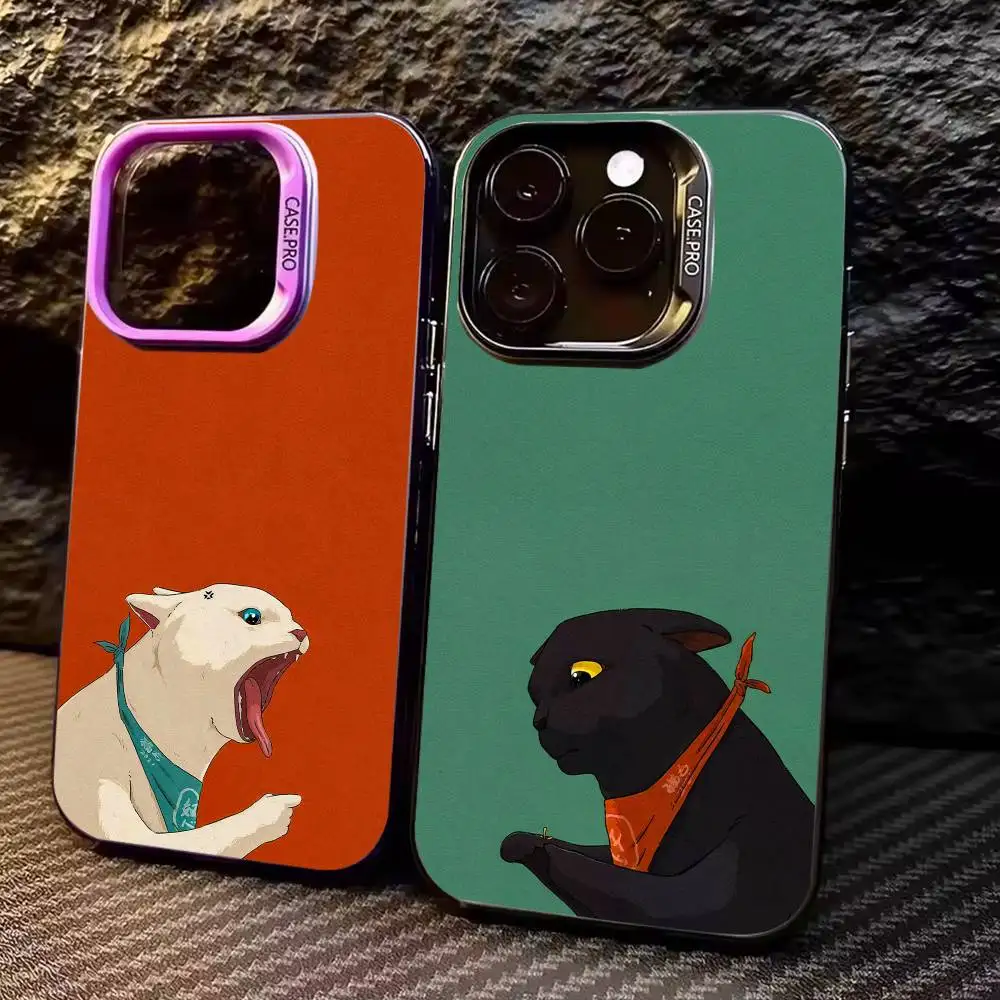 

Cute cat couple patterns Phone Case For iPhone17,16,15,14,13,12,11 Plus,Pro Max Colored Silver Plated Inside Cover