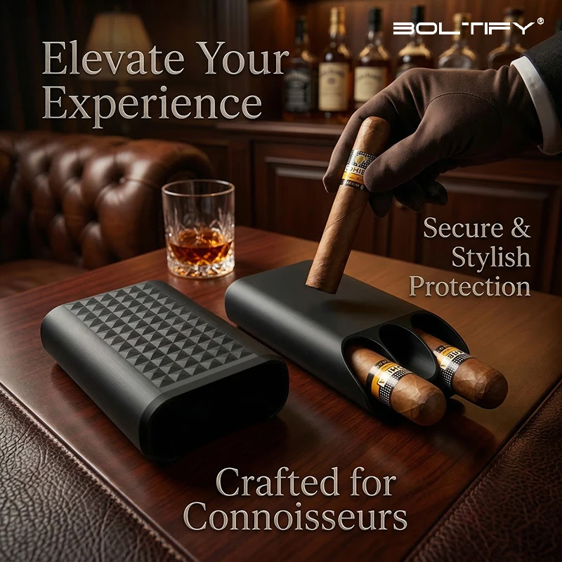 BOLTIFY Fashion Portable 2/3 pack Cigar Plastic Case Humidor Men's Trend Cigar Smoking Set Cigar Humidor Case