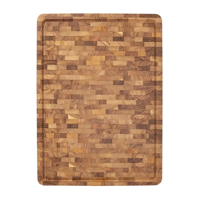 

Extra Large End Grain Teak Wood Cutting Board with Juice Groove Serving Meat Cheese Bread Kitchen Chopping Boards