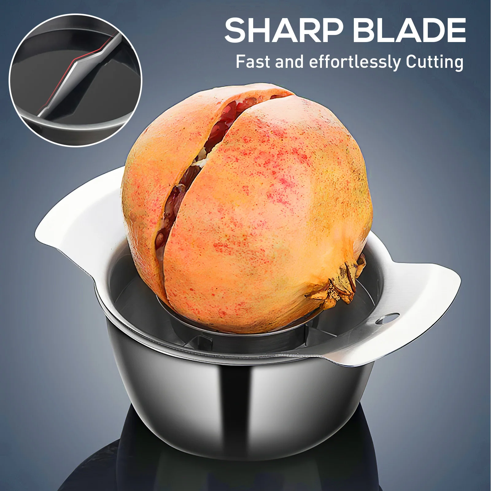 1 set pelapatate per melograno in acciaio inossidabile strumento per sbucciare il legno da cucina ciotola per sbucciare frutta sicuro