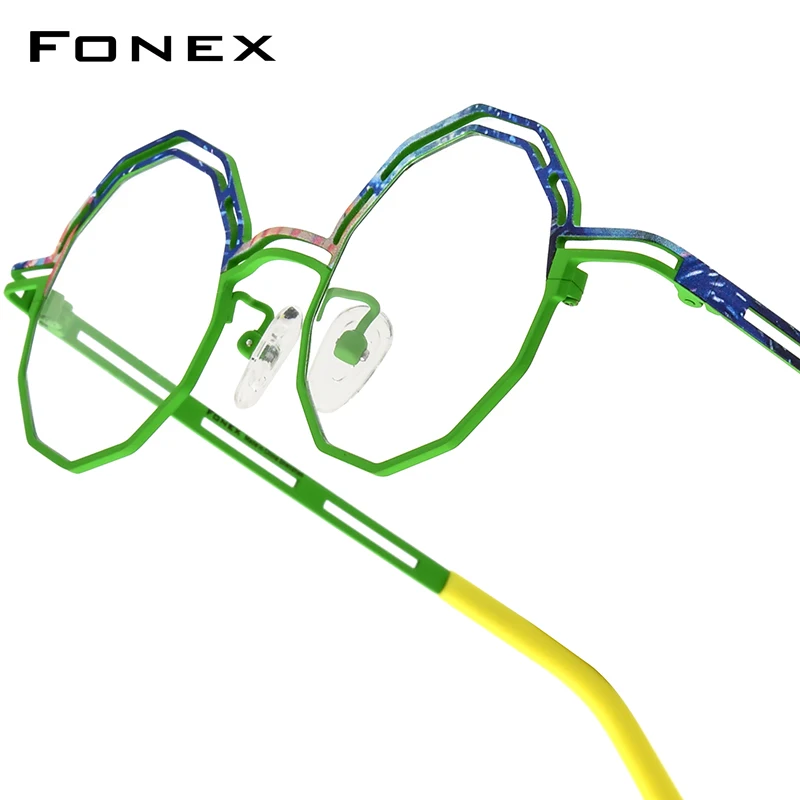 

FONEX Pure Titanium Glasses Women New in Brand Design Retro Polygon Eyeglasses Fashion Ultralight Vintage Japanese Eyewear 85888