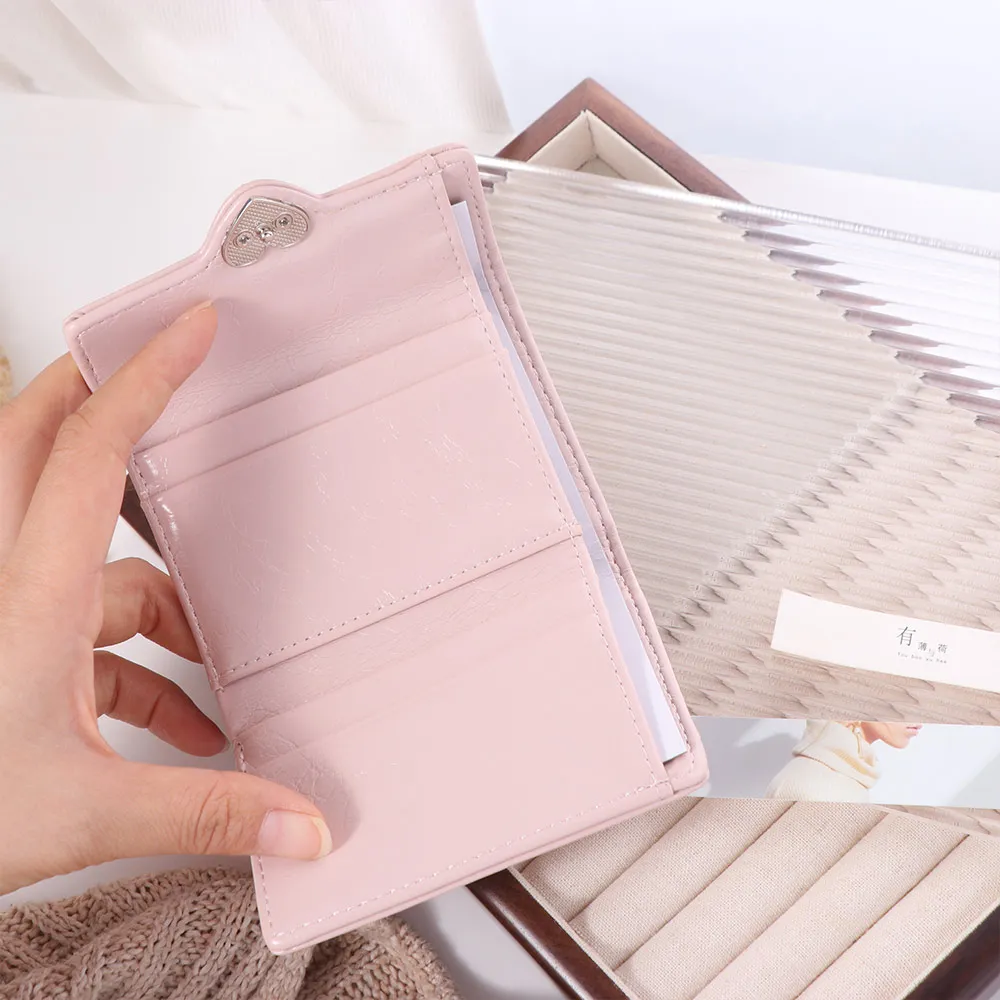 Portable Korean Crack Heart Wallet PU Leather High Quality Women's Leather Wallet Short Fold Student Purse Ladies