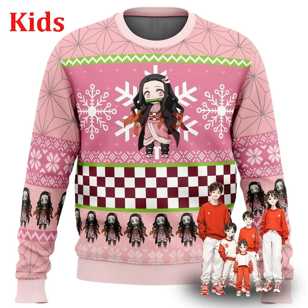 Demon Slayer Ugly Christmas Sweaters Christmas Sweater Gift Santa Claus Pullover Kids 3D Sweatshirt And Top Autumn And Winter