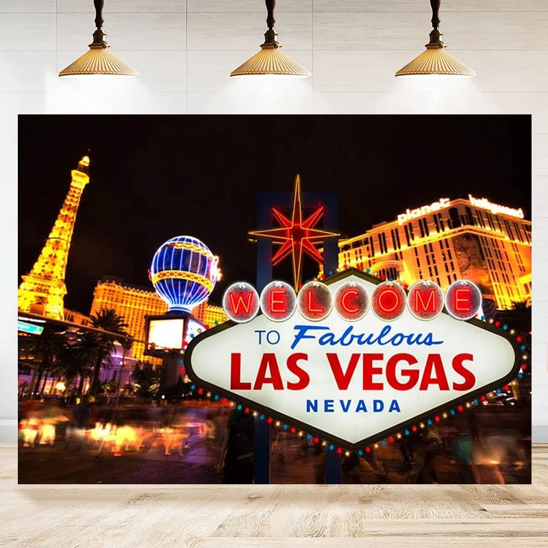 Photography Backdrop Las Vegas City Casino Night Billboard Scenery Party Decorations Photo Background Banner