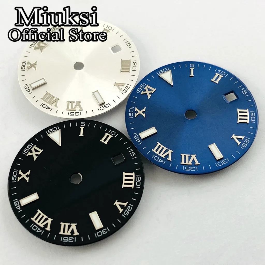 Miuksi 29.2mm silver/blue/black sterile watch dial fit NH35 ETA2824 2836 Miyota 8205 8215 821A Mingzhu DG2813 3804 movement