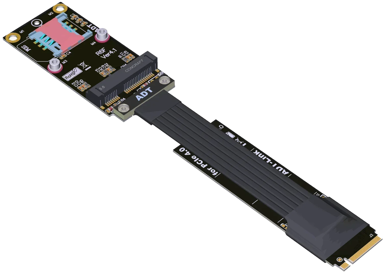 Mini-PCIe Card to M.2 NVMe Slot M2 To Mini PCIe SSD Riser Card Adapter MKey To MPCIe Extension Cable Motherboard Ribbon Extender