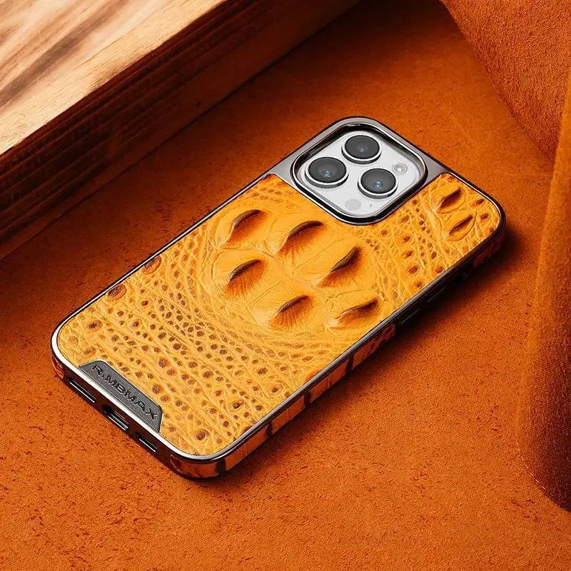Genuine Leather iPhone Case Suitable Case  for iPhone 13 14 15 Pro Max Crocodile Claw Pattern Anti Drop Luxury