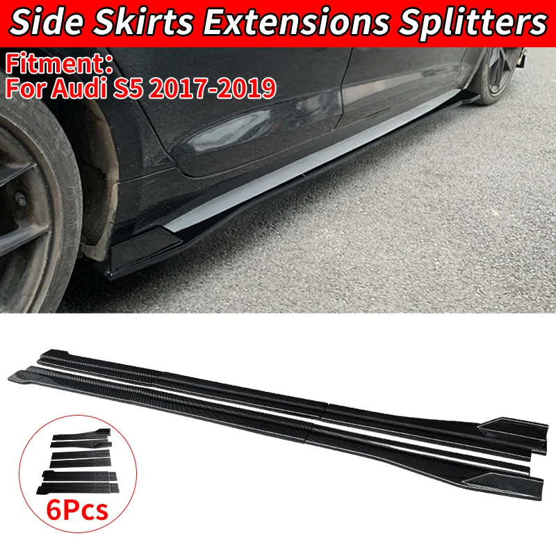 

For Audi S5 2017 2018 2019 Car Accessories Side Skirt Extension Body Apron Lip Splitters Winglet Lateral Shovel Carbon Fiber