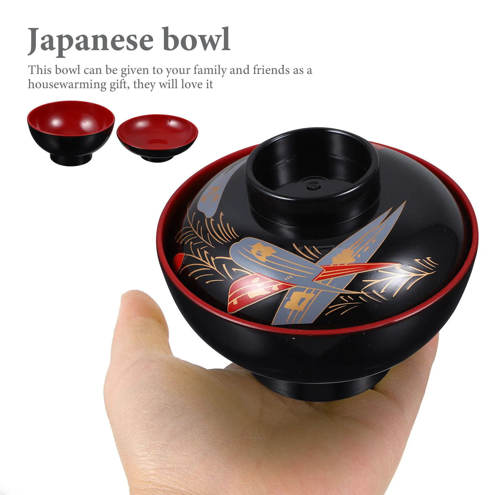 

Exquisite Japanese Soup Bowl with Sealable Lid Small Size Rice Noodle Serving Bowl for Kitchen Restaurant Decorative Food