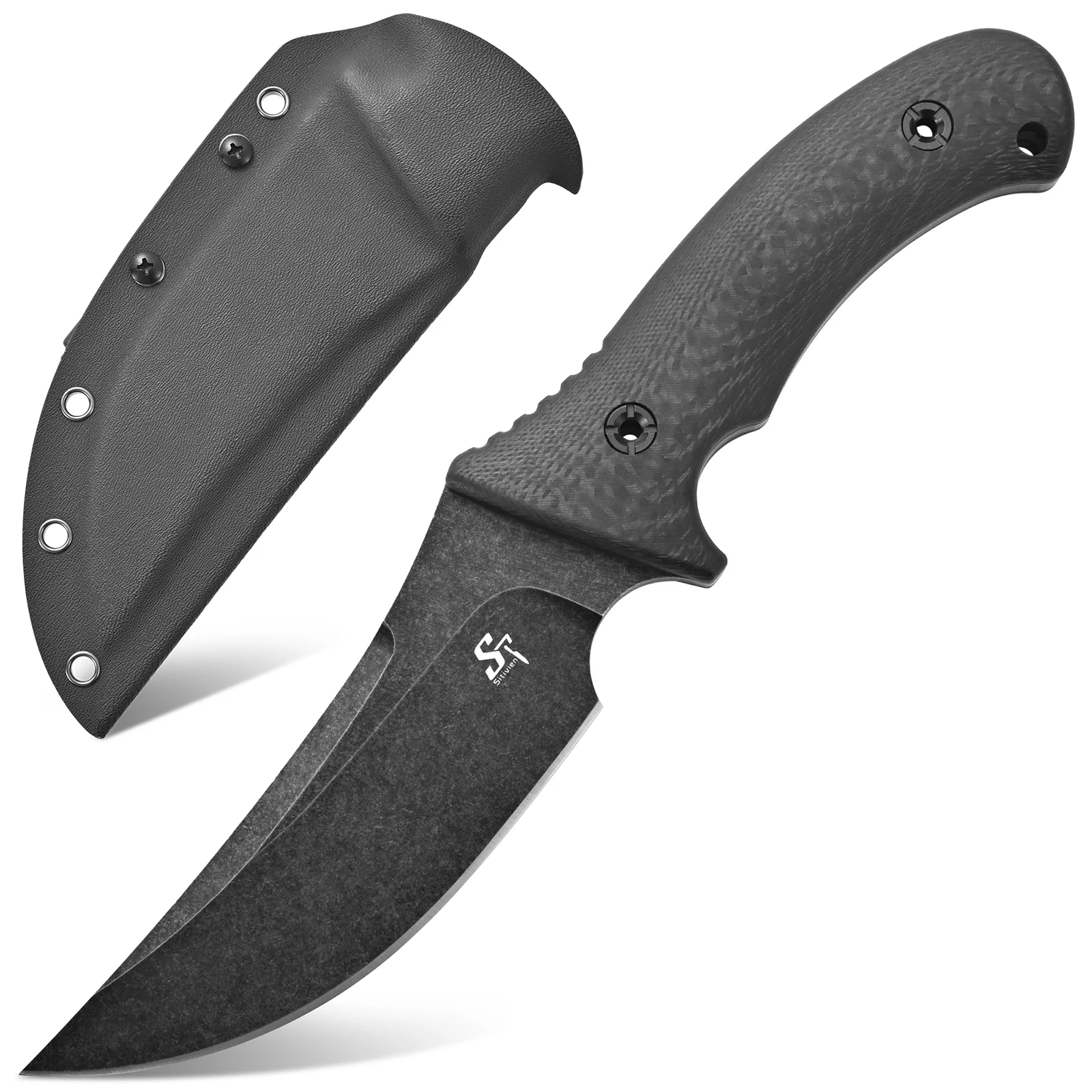 Sitivien ST31 Fixed Blade Knife N690 Black Stonewashed Steel Blade G10 Handle Full Tang EDC Fix Knifes for Outdoor Working Camp