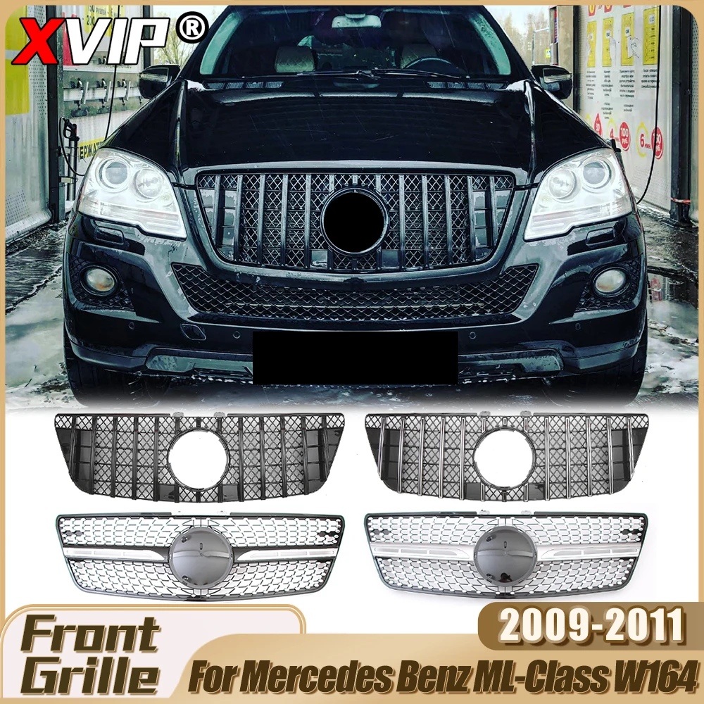 

XVIP Chrome Black Diamonds Style Racing Grille For Mercedes Benz ML-Class W164 ML350 ML500 ML550 2009-11 Grill Replacement Part