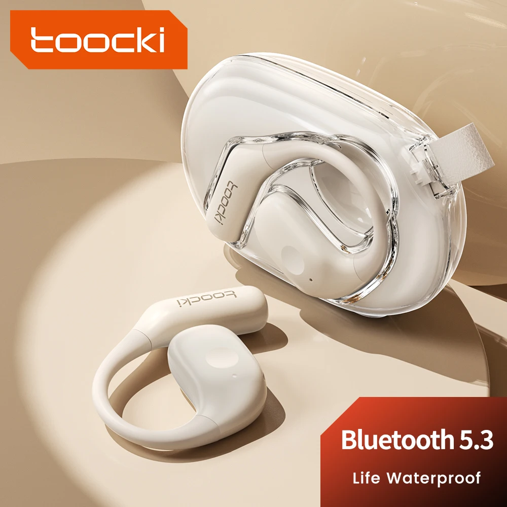Toocki EJ15 Open-Ear Ear-Hook Wireless Earphone Bluetooth 5.3 Waterproof Headset 3D Stereo Transparent Headphone Outdoor Sports