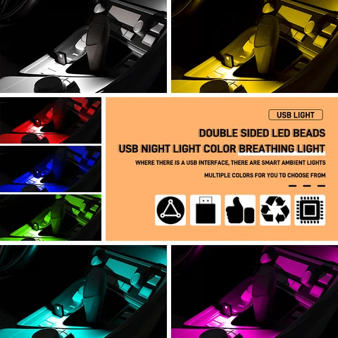Car LED Touch Lights Mini Interior Ambient Lights DIY Flexible Night Lamp for Cars Truck Party Decoration USB Atmosphere Lamp 8 best sales toyota crown door light - №3