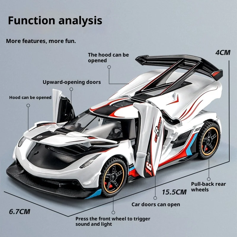 1:32 ケーニグセグ ペイントエディション - リアルなダイキャスト合金製カーモデル サウンド＆ライト機能付きおもちゃ スタイリッシュな車両 デスクデコレーション