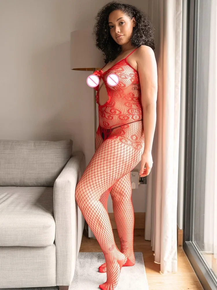 قطعة واحدة Crotchless بوديستوكينج للجنس شبكة المثيرة زي شفاف ملابس داخلية ضيقة جاذبية بذلة ملابس داخلية بيبي دول ساخنة