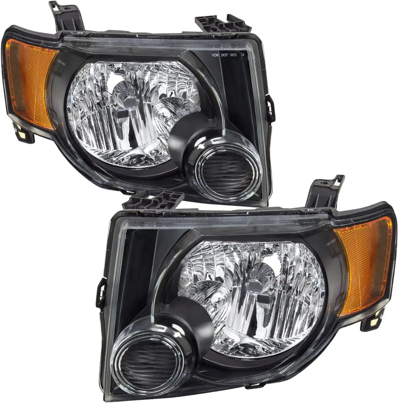 

Headlight Assembly Replacement for 2008-2012 Ford Escape SUV Headlamp Driver & Passenger Side, Black Housing with Amber Reflecto