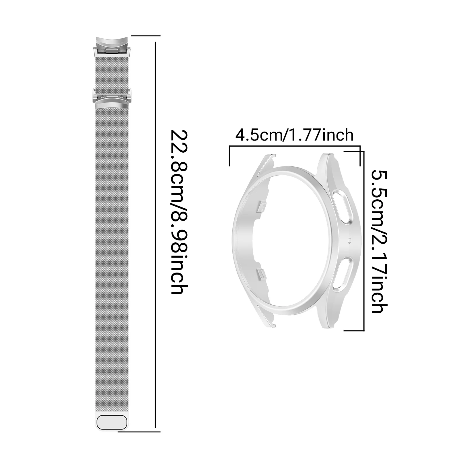 BUSKOZ Metal Strap For Samsung Galaxy Watch 5 6 7 40mm 44mm Band With Hard Case Magnetic Loop Quick Install Bracelet
