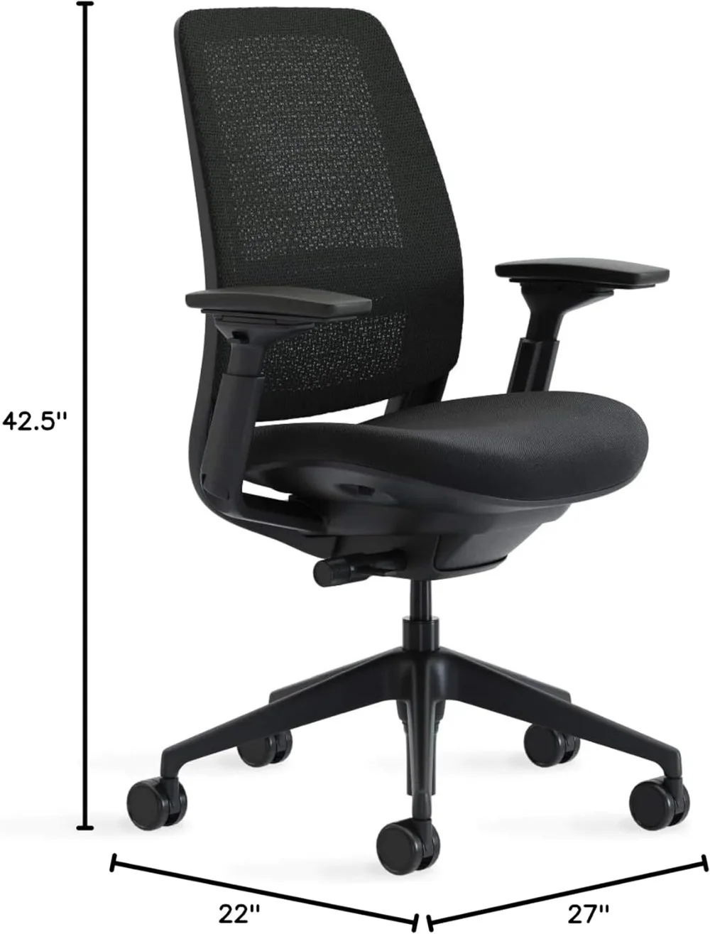 Series 2 Office Chair - Ergonomic Work Chair with Wheels for Carpet - with Back Support, Weight-Activated Adjustment