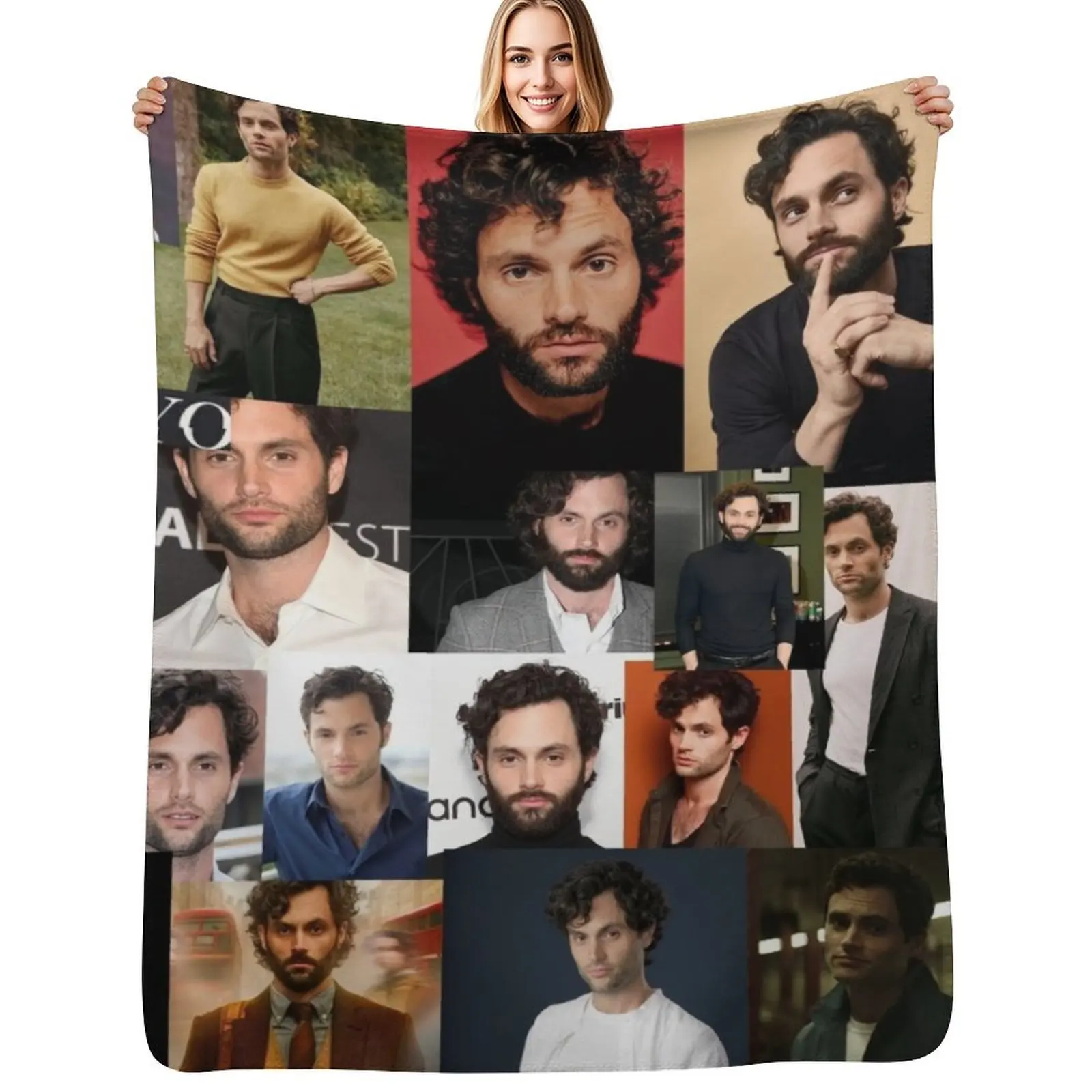 

Плед с принтом Penn Badgley Joe Goldberg You Netflix Aesthetic Square Collage V2 - 8, всепогодный мягкий плед для дивана