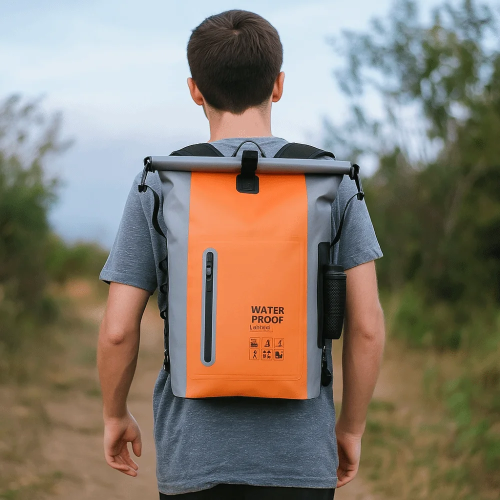Versatile 25 L Outdoor Waterproof Backpack Large Capacity PVC Travel Bag Reflective Strips Scratch Resistant Hiking Bags for Men
