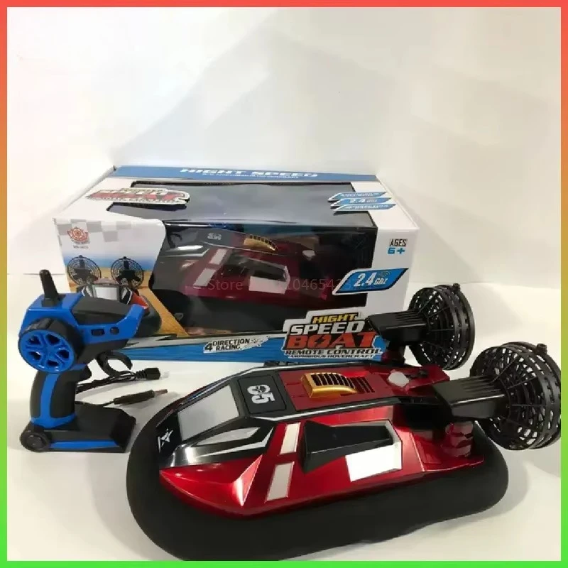 Amphibious RC Hovercraft RC Boat High-Speed Remote Control Ship 20KM/H Warship Simulation Speedboat Toy Waterproof Kids Gifts