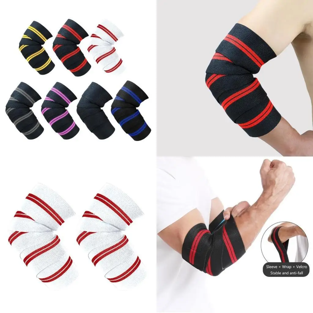 

R6FE Elbow Compression Sleeves for Men, Adjustable Elbow Wraps Elbow Straps Brace for Bodybuilding Powerlifting Elbow Sleeves